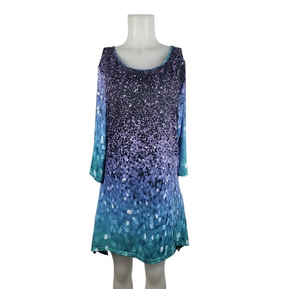 Azalea Women's Above Knee Turquoise Purple Black Dress 1X NWT - Picture 1 of 5
